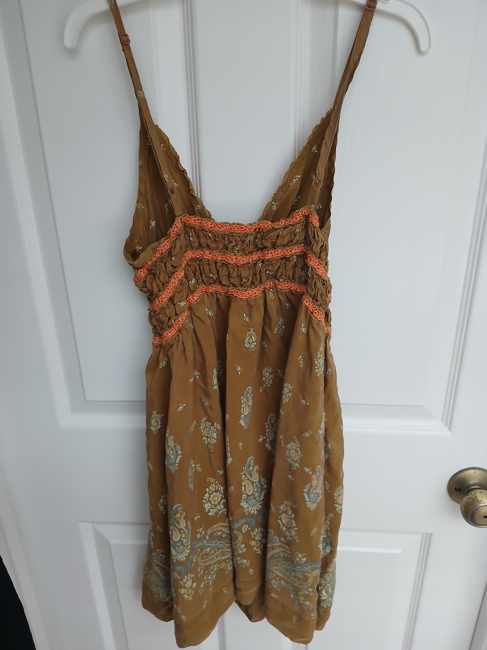 Free People Pink Striped Floral Lined Dress with Coral Trim - Picture 4 of 4